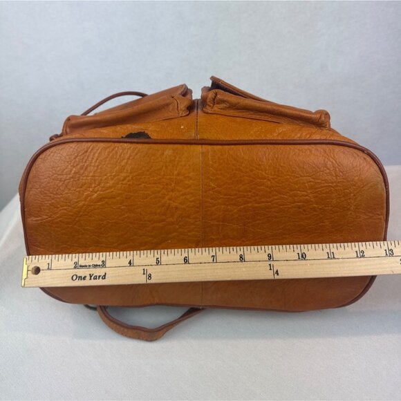 Vintage Italian Leather Backpack Brass Hardware Lots of Pockets Drawstring - Picture 14 of 16